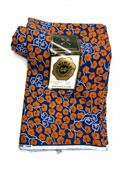 UNIWAX - FLEUR ORANGE ET BLEU